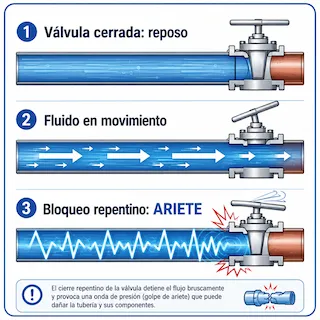 (Así sucede un golpe de ariete)